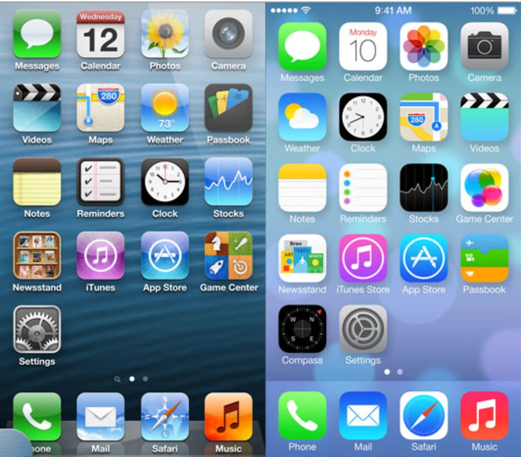 ios-skeuomorphism-vs-flat